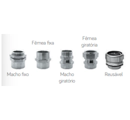 Conectores Macho, Fêmea, Fixo, Giratório e Reusável Seal Tubo